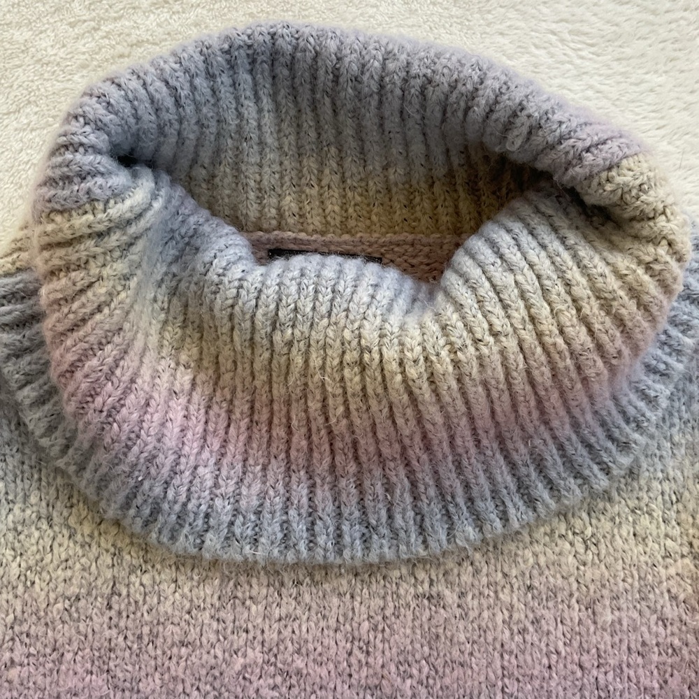 Vintage Woolrich Pastel Rainbow Stripe Turtleneck Sweater Medium Wool Blend - Picture 6 of 15